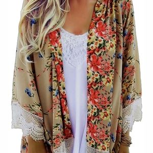 Floral lace kimono